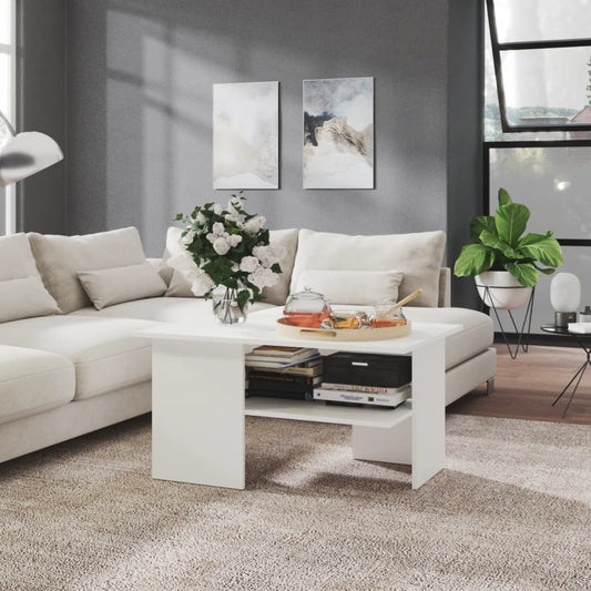 NNEVL Coffee Table White 90x60x46.5 cm Chipboard