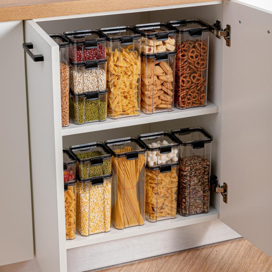 NNEOBA Food Storage Containers Kitchen Storage Organization Kitchen Storage Box Jars Ducts Storage for Kitchen PET Food Storage Box Lid