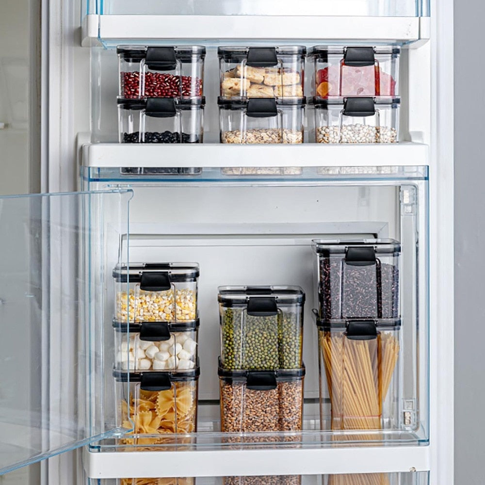 NNEOBA Food Storage Containers Kitchen Storage Organization Kitchen Storage Box Jars Ducts Storage for Kitchen PET Food Storage Box Lid