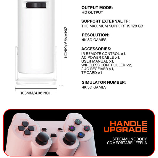 NNEDSZ P30 Max 4K Ultra HD Projector with 3D Gaming - Includes 2 Wireless Controllers, Remote Control, and Streaming Support