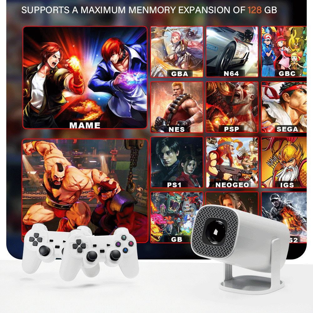 NNEDSZ P30 Max 4K Ultra HD Projector with 3D Gaming - Includes 2 Wireless Controllers, Remote Control, and Streaming Support