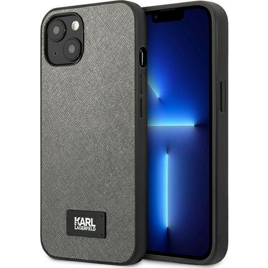 Karl Lagerfeld KLHCP13SSFMP2DG iPhone 13 Mini 5,4" Keménytok Ezüst Saffiano Plaque (3666339048884)