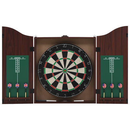 NNEVL Professional Sisal Dartboard with Cabinet and 6 Darts